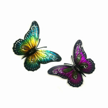 Decoração de parede de borboleta de metal Pastel de 2 cores para jardim